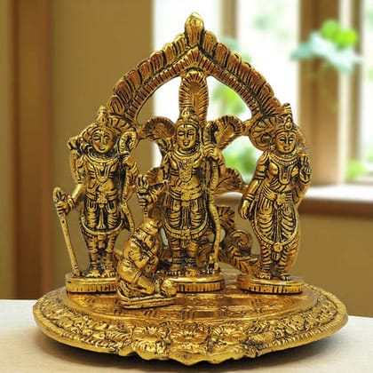 Aluminium Ram Darbar Idol | Religious Ram Parivar Showpiece for Home, Height : 6.5 Inch (ASMAS476 A)