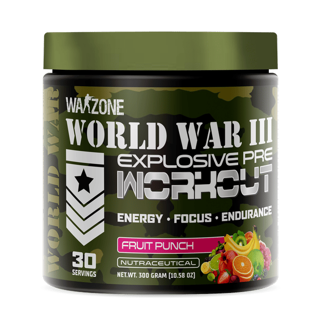 Warzone Nutrition I World War-III I Explosive I Pre Workout I Energy I Focus I Endrance I 30 Servings I Nutraceutical I Fruit Punch I 300 GM