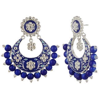 Enamel Chand Bali Kundan Earrings Earrings Color Golden Multicolor Alloy Brass Copper Material Earrings for Women's