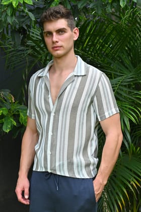 Euphoria - Textured Striped Shirt - Lt Green-S-38 / LT GREEN