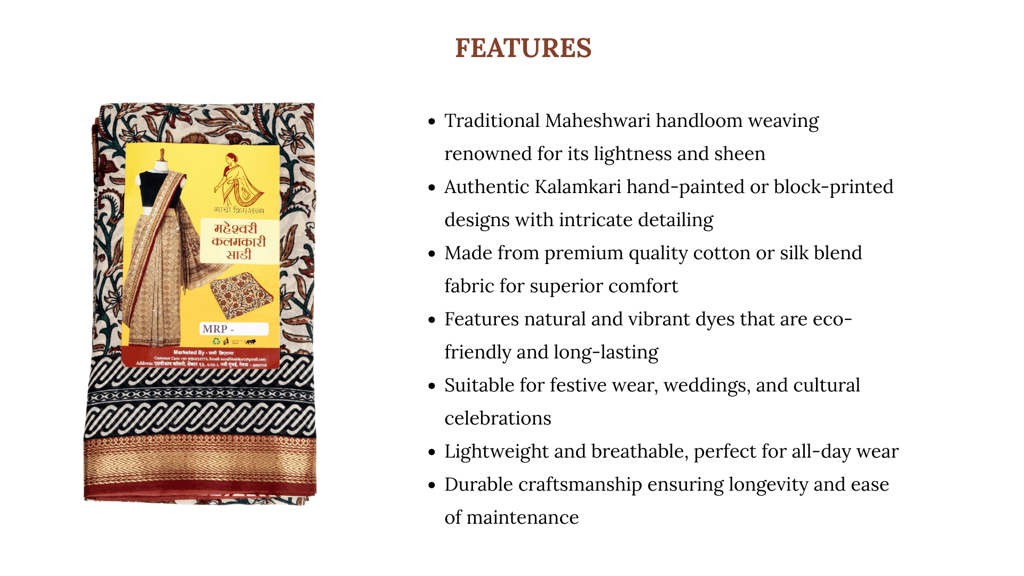 Maheshwari Kalmkari Saree 1 Piece Each