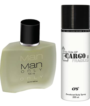 CFS Man Only Black EDP Long Lasting Perfume & Cargo White Deodorant Body Spray