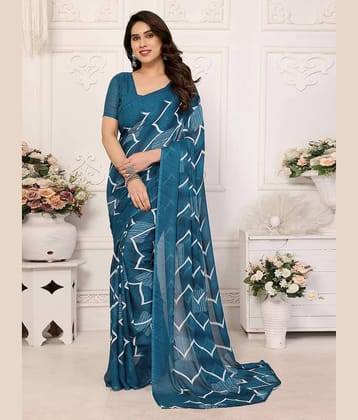 TTH Georgette Printed Regular Saree With Unstitched Blouse Piece ( Purple )