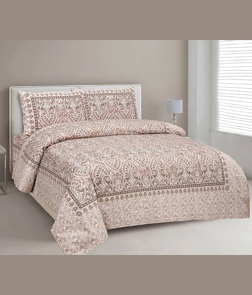 CLOTHORO Cotton 1 Double King Bedsheet with 2 Pillow Covers ( Grey )