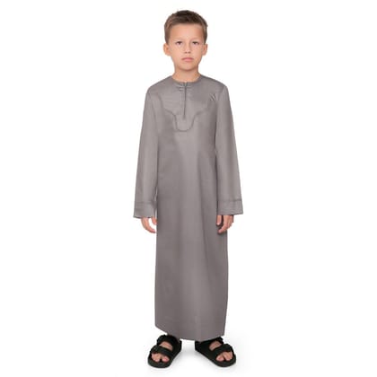 Kurvig Omani Brown Thobe for Kids-7