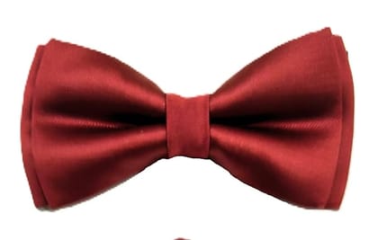 VOICI Men's Velvet & Satin oversized Bow & Pocket Square Tie Black Color Free Size best for Tuxido dinner jackets - Maroon Satin