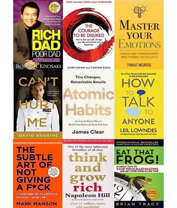 Rich Dad Poor Dad + The Courage To Be Disliked + Master Your Emotion  + The Power of Your Subconscious + Atomic Habits  + The Subtle Art Of Not +  Think And Grow Rich + Eat That Frog! + How To Talk Anyone