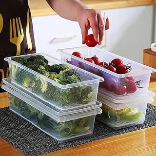 Fridge Storage Boxes Pack Of 3 With Removable Drain Plate And Airtight Lid Stackable Plastic Fridge Storage Containers