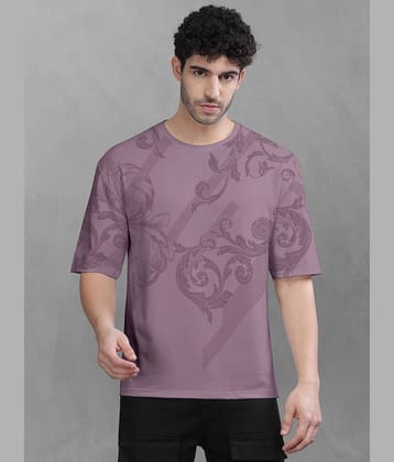 BULLMER Men Cotton Blend Oversized Fit Printed T-Shirt ( Purple )