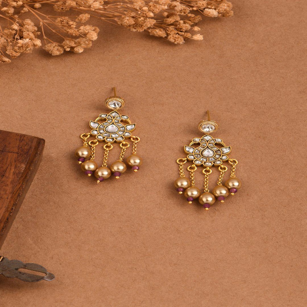 Ruby Pearl Jadau Danglers - PRSEP24ER 112