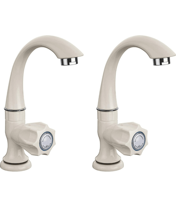 Cossimo PVC Plastic Swan Neck Pillar Tap for Wash Basin (Pack of 2)