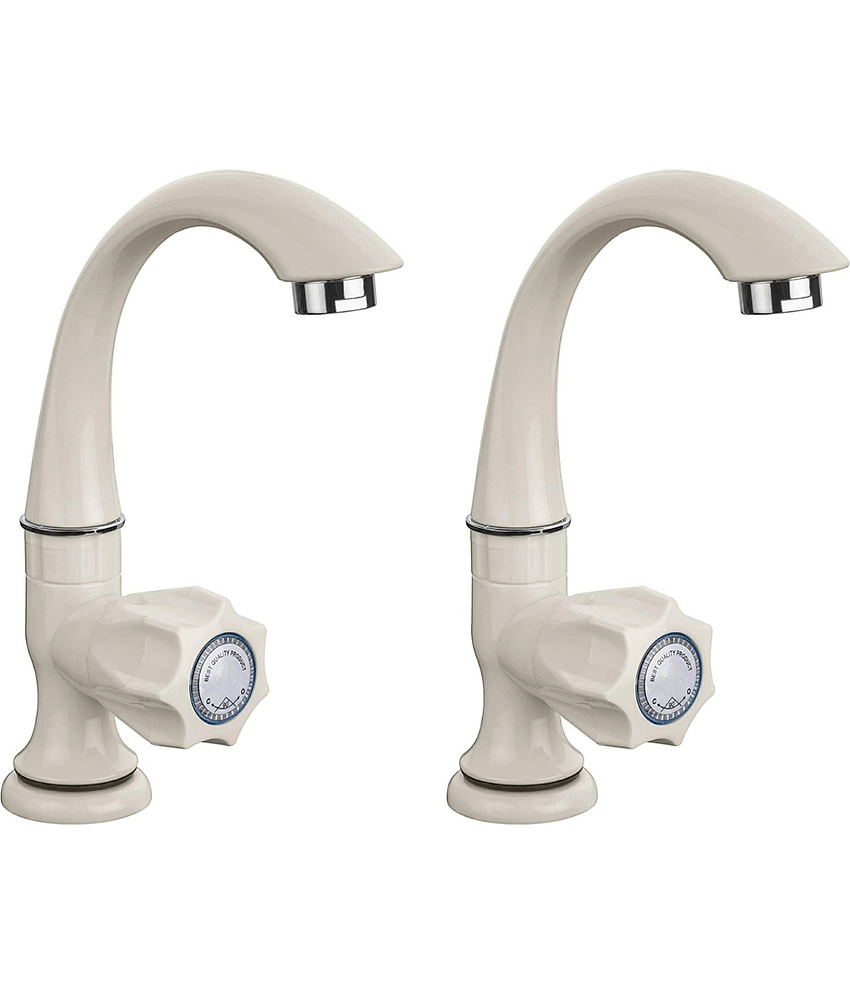 Cossimo PVC Plastic Swan Neck Pillar Tap for Wash Basin (Pack of 2)
