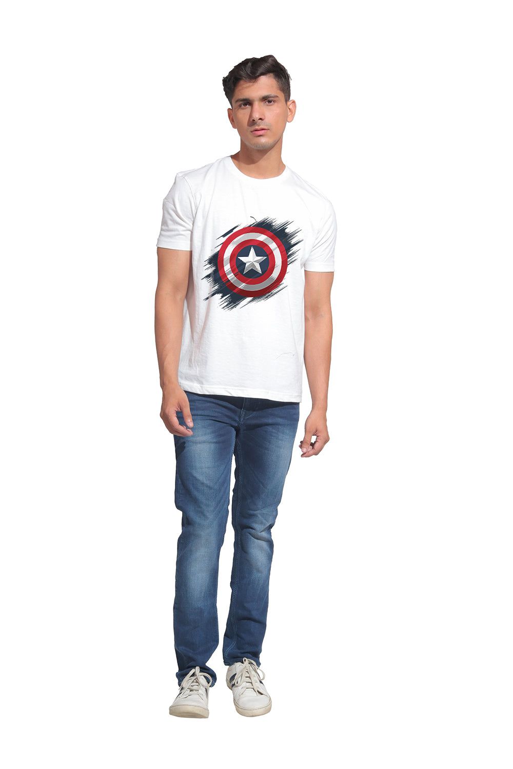 Kinnko Premium Cotton Mens Printed T-Shirt White