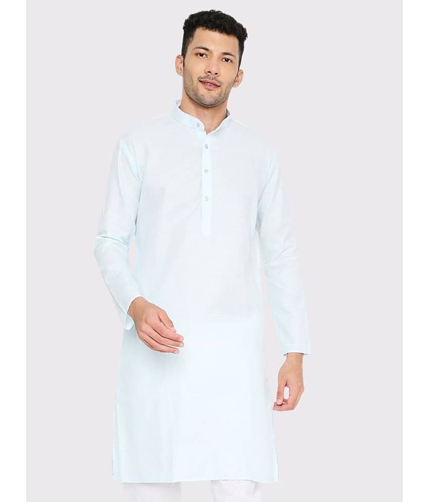Maharaja - Light Blue Cotton Blend Men's Regular Kurta ( Pack of 1 )