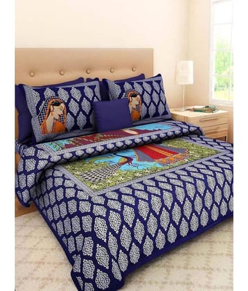 Bombay Spreads Cotton King Bedsheet ( Blue )