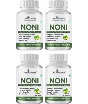 Herbs Library Noni Capsule For Boost Immunity & Blood Sugar, 60 capsules Each (Pack of 4)