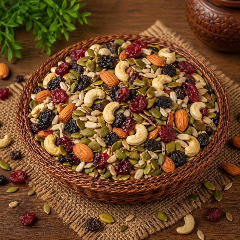 Nutritious Artisanal Trail Mix (100g) | Crunchy Nuts, Seeds & Dried Fruits | Healthy Snack
