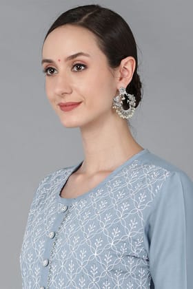 Blue Silk Blend Yoke Design Suit Set PKSKD1606 Blue Silk Blend Yoke Design Suit Set PKSKD1606