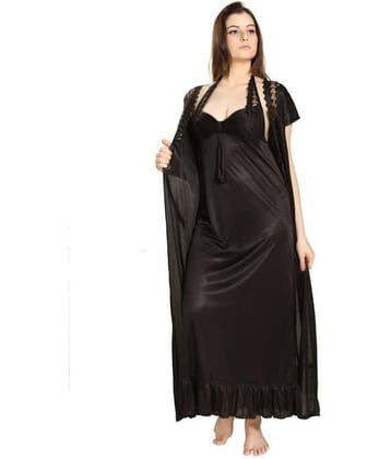 Romaisa Satin Nighty & Night Gowns - Black Single