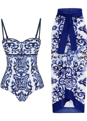Blue Monokini with Sarong Blue S