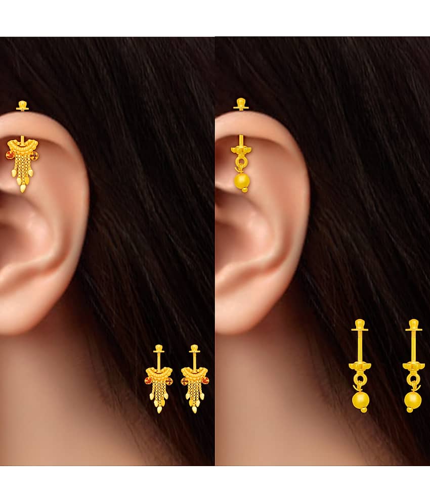 LUV FASHION Gold EarCuff Earrings ( Pack of 2 )