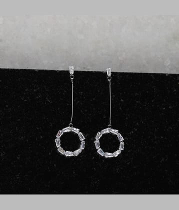 SILVER SHINE  Silver Plated Diamond Dangle Earring For Women Girl