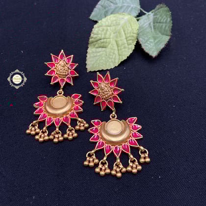 Utsav Lakshmi Chaand Meenakari Earring-Blue