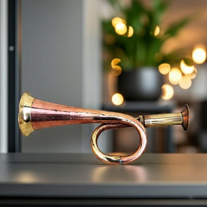 Copper Brass Bigul | Traditional Musical Instrument | Temple Use, Height : 1.7 Inch (FMAS116)