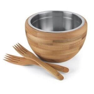 Handicraft Exim Wooden Salad Bowl Set with Servers | Natural Wood & Stainless Steel | Elegant Dining Handicraft Exim Wooden Salad Bowl Set with Servers | Natural Wood & Stainless Steel | Elegant Dining
