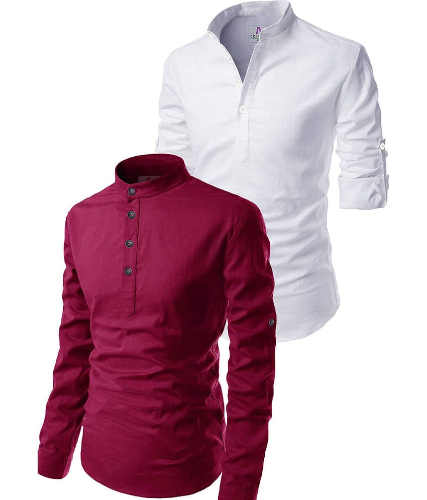 Apektra Maroon Cotton Blend Men's Regular Kurta ( Pack of 2 )
