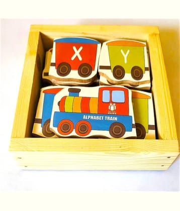 Peters Pence Wooden Multi-Color Educational ENGLISH ALPHABET TRAIN LEARNING PUZZLE CARDS FOR KIDS PRE PRIMARY EDUCATION