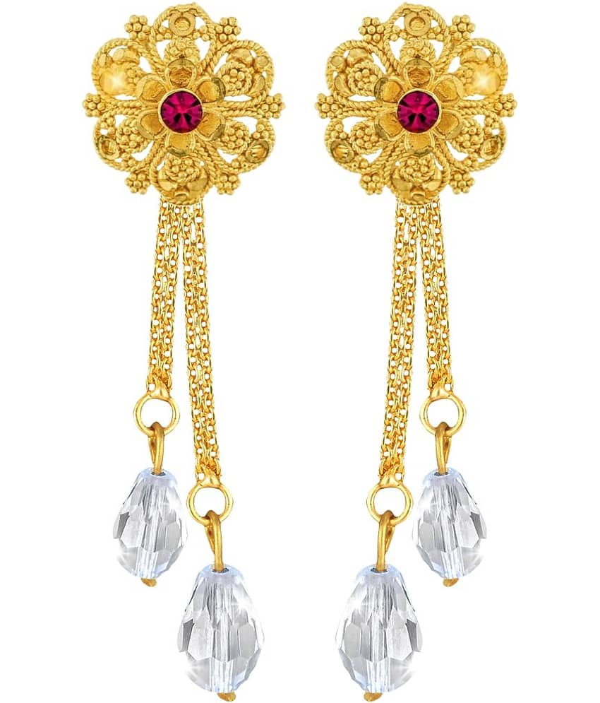 Vighnaharta Golden Drop Earrings ( Pack of 1 )