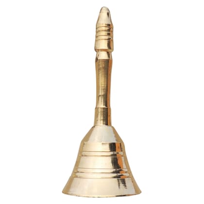 Brass Pooja Hand Bell, Meenar Ghanti, Height : 4 Inch (FMAS678 B)