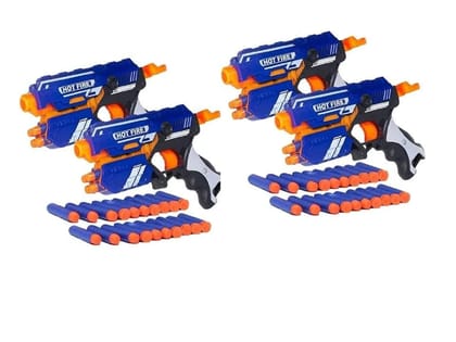 Braintastic Blaze Storm Toy Gun With Safe Foam Bullets Fun Target Shooting Game For Kids (Pack Of 4), Multicolor