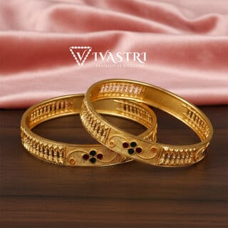 Vivastri Premium Designer Alloy Brass 1 Gram Gold Plated Bangles Kangan Kada for Women Girls- VIVA1080BG2.4