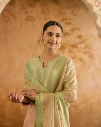 Mint Gold Zari Dupatta-One Size / Gold