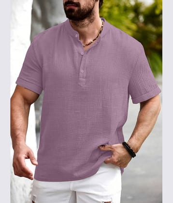 color bucket Cotton Blend Self Design Shirt Style Kurta For Men ( Pink )