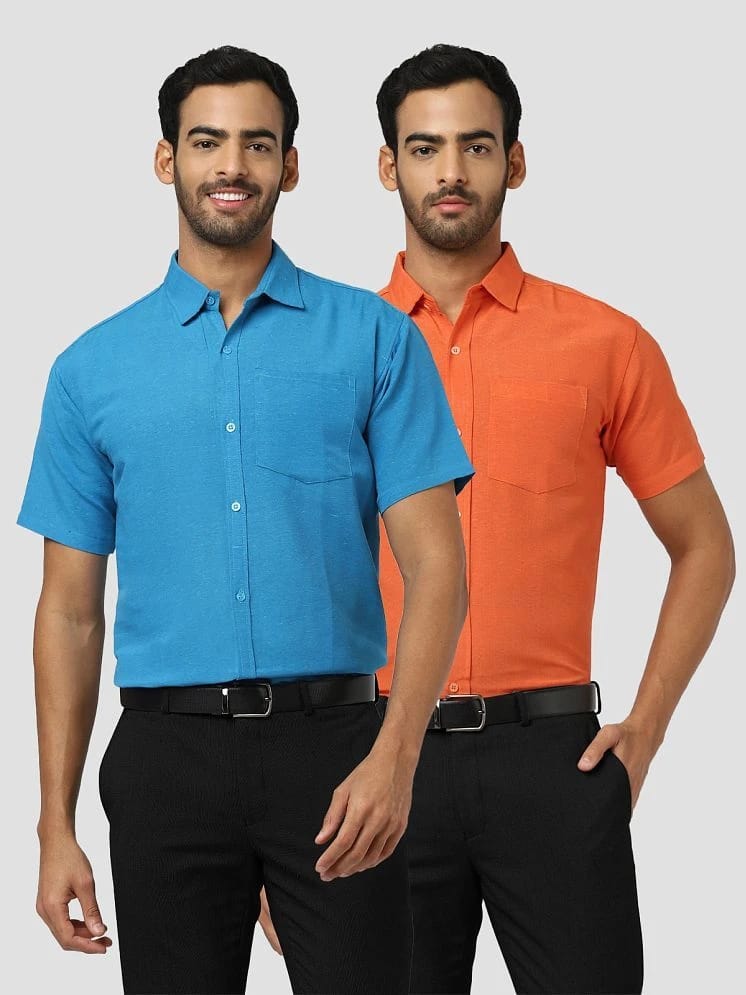 DESHBANDHU DBK - Multicolor Cotton Regular Fit Mens Formal Shirt (Pack of 2) - None