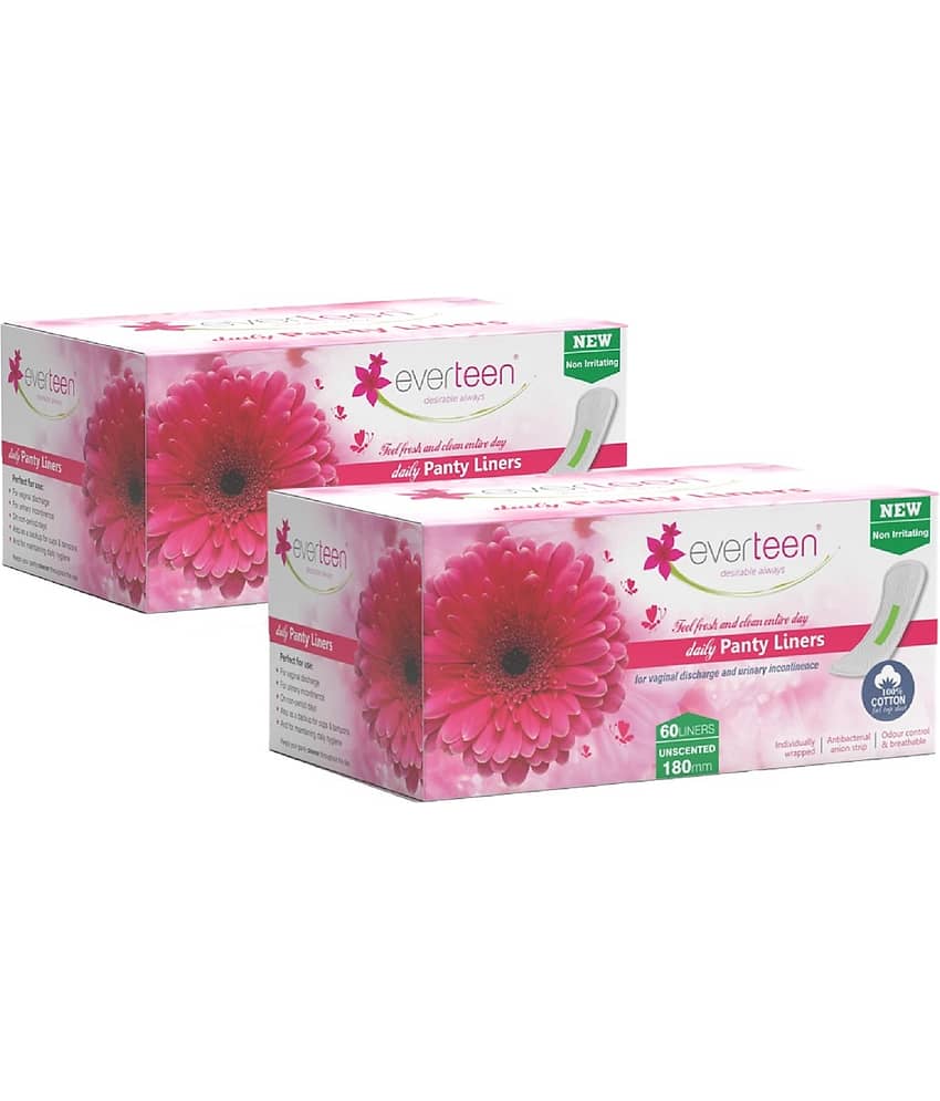 everteen Panty Liners For Women Daily Use With Antibacterial Strip (Box of 120pcs, 180mm)