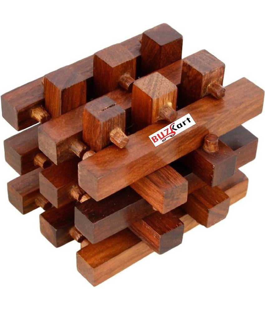 BuzyKart® Handmade Wooden IQ Teaser Puzzle Magic Games Jailed Square for Children Unique Gifts