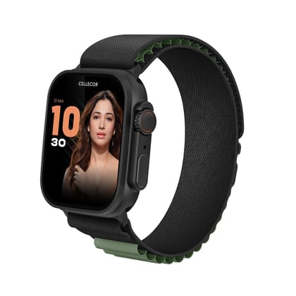 CELLECOR M4 Rush 1.91" HD Display | 600 NITS | AOD | BT-Calling | AI Voice | IP67 | Rotating Crown | SmartWatch (Garnish Black Green)