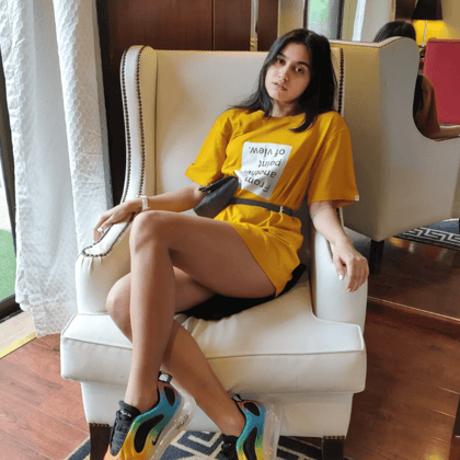 Printed regular crew neck t-shirt | mustard | from another point of view Yellow / XL