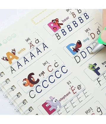 Sank Magic Practice Copybook - (1 Pen + 1 Grip + 4 BOOKS + 10 REFILL) Number Tracing Book - Writing Book - Magic Calligraphy - Copybook Set - Calligraphy Pen - Calligraphy Book - Practical Reusable Writing Tool - Simple Hand Lettering for Preschoolers