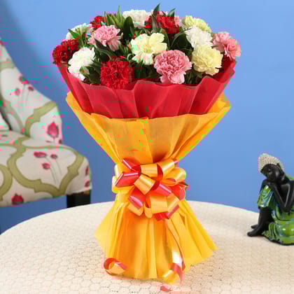 15 Mixed Carnations Bouquet Medium