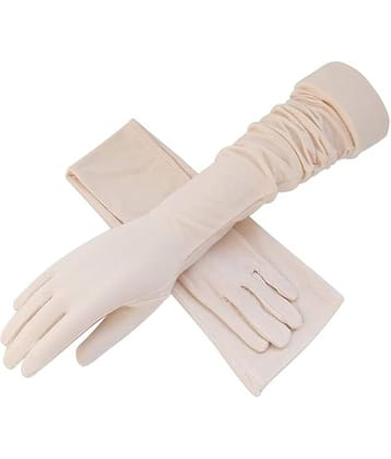 THRIFTKART Beige Women's UV Protection Gloves ( Pack of 1 )