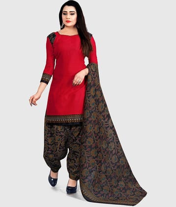 Rajnandini - Unstitched Red Cotton Blend Dress Material ( Pack of 1 )