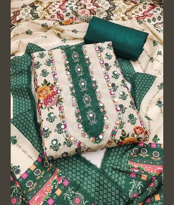 Rangtulika Ethnics Green Muslin A-line Unstitched Dress Material