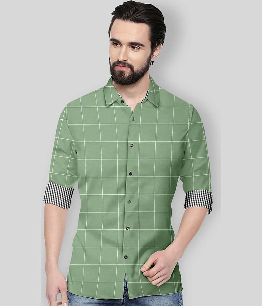 P&V - Green Cotton Blend Regular Fit Men's Formal Shirt ( Pack of 1 )