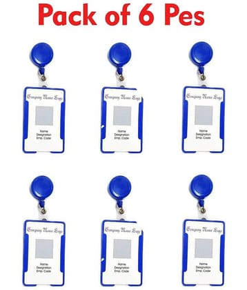 Dey's Plastic 6 ID Badge Holder ( Blue /Pack of 6 )