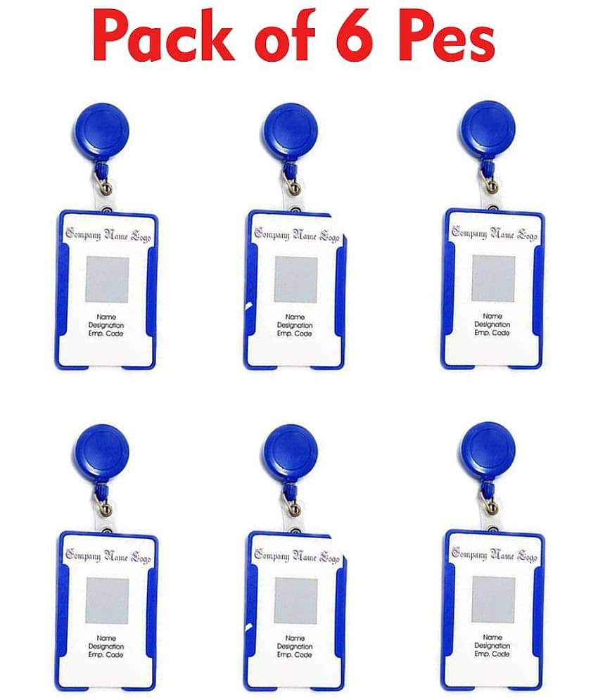 Dey's Plastic 6 ID Badge Holder ( Blue /Pack of 6 )